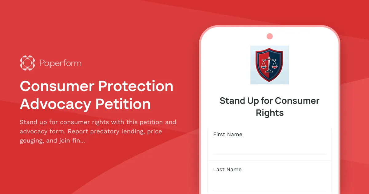 Consumer Protection Advocacy Petition