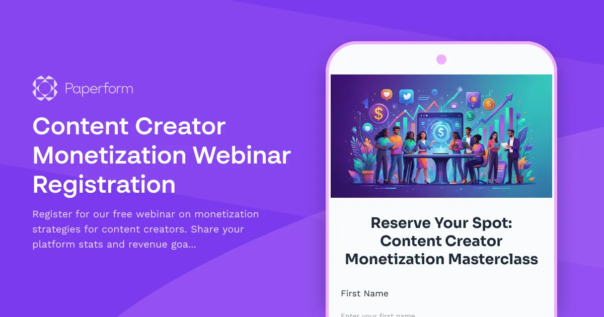 Content Creator Monetization Webinar Registration