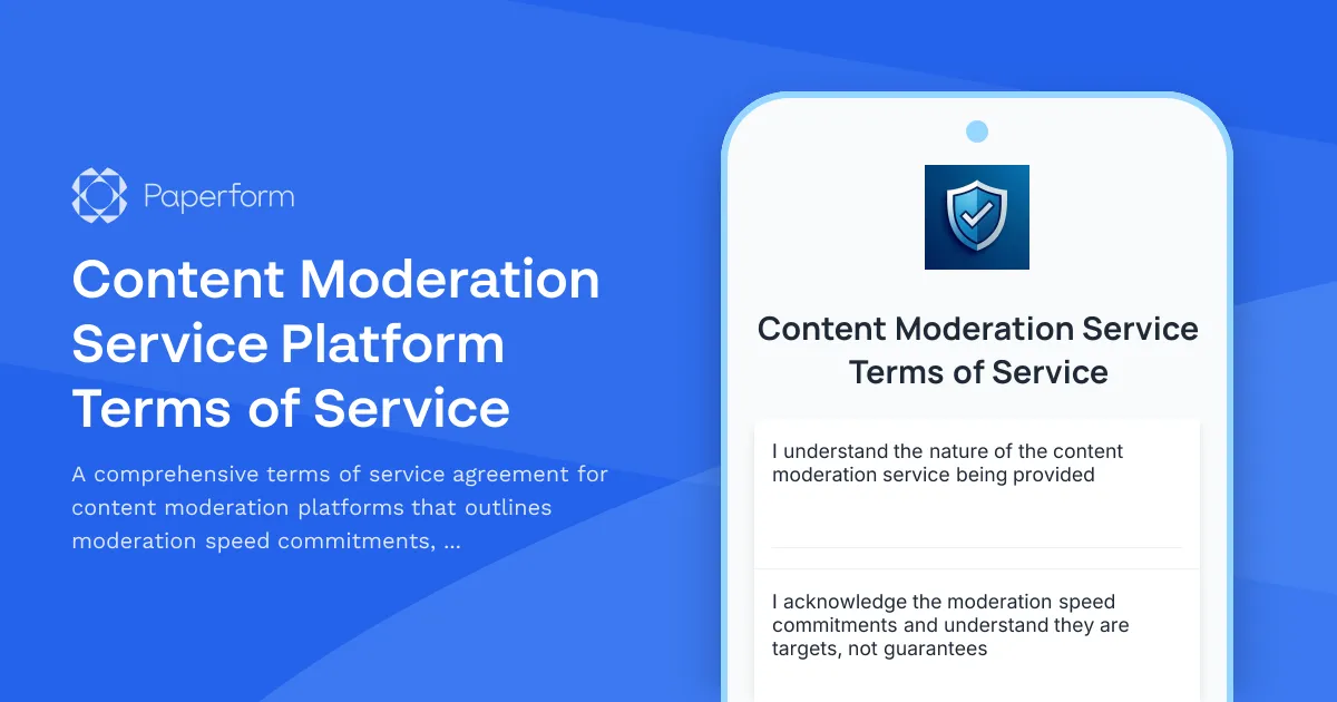 Content Moderation Service Platform Terms of Service