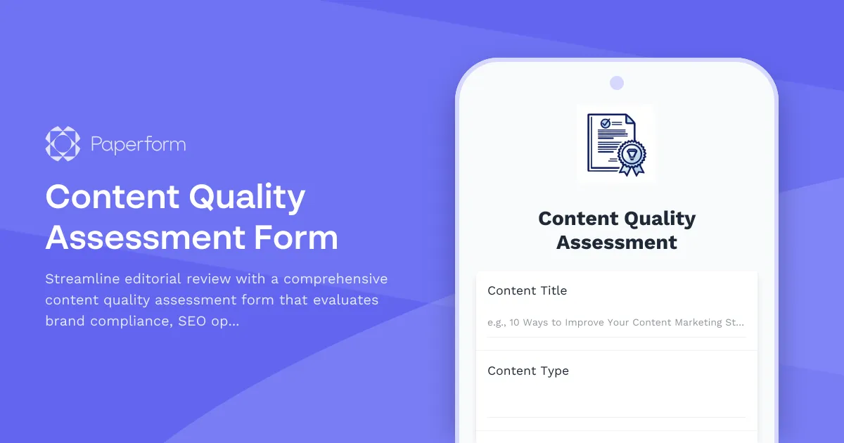Content Quality Assessment Form