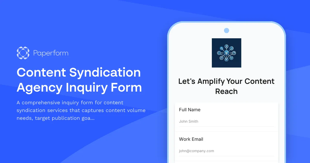 Content Syndication Agency Inquiry Form