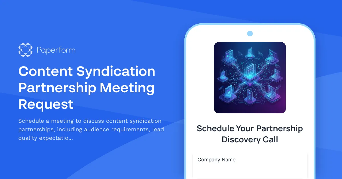 Content Syndication Partnership Meeting Request