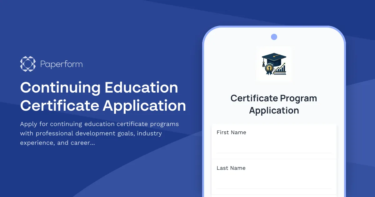 Continuing Education Certificate Application