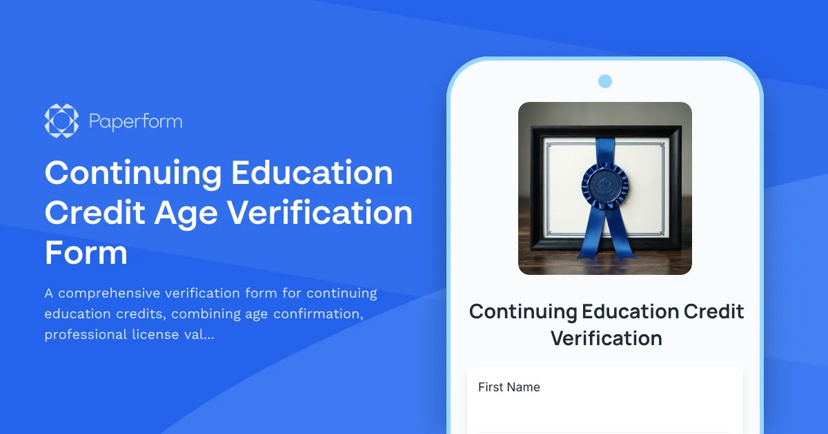 Continuing Education Credit Age Verification Form