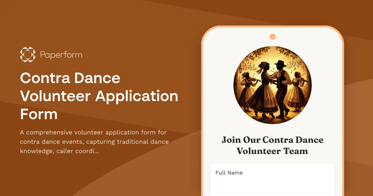 Contra Dance Volunteer Application Form