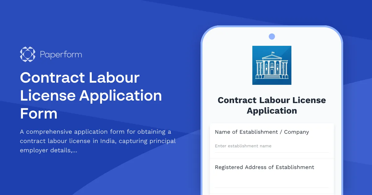 Contract Labour License Application Form