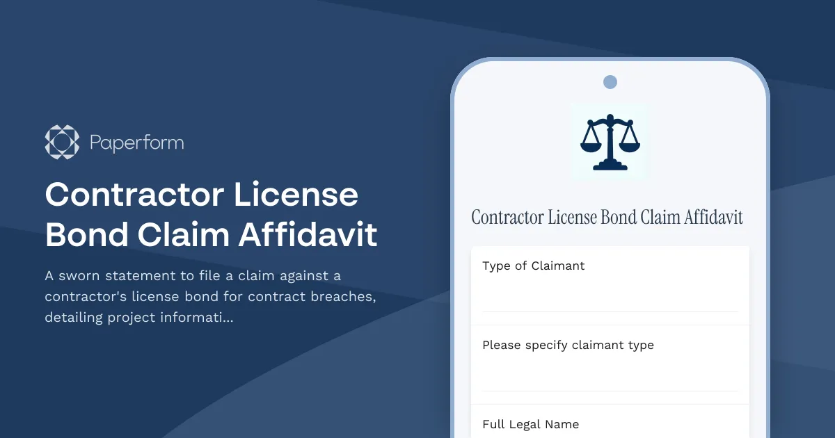 Contractor License Bond Claim Affidavit