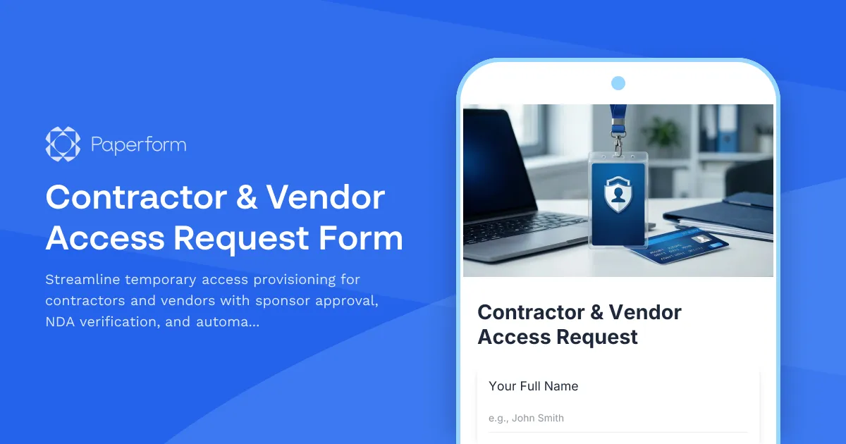 Contractor & Vendor Access Request Form