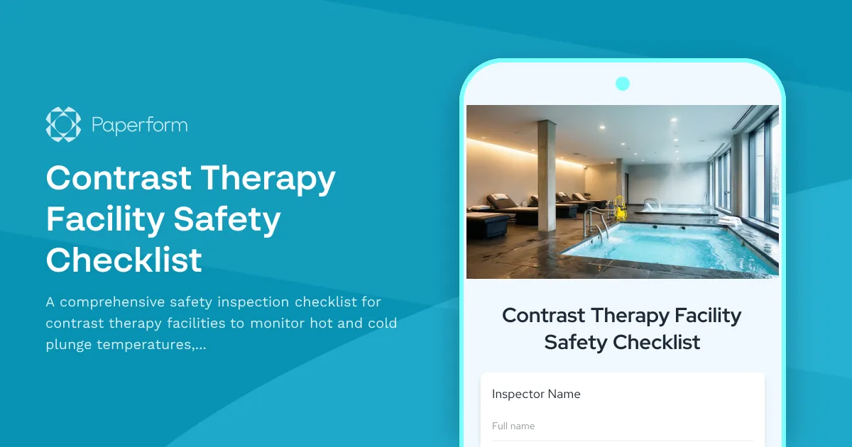Contrast Therapy Facility Safety Checklist