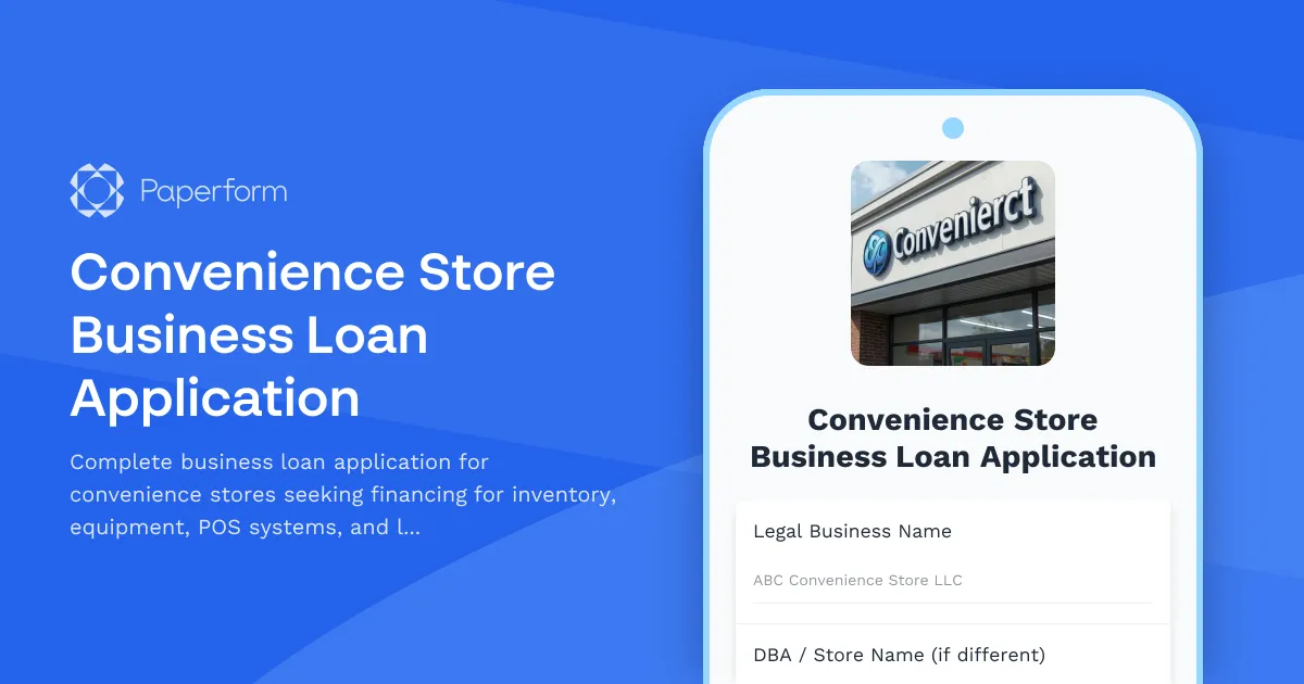 Convenience Store Business Loan Application