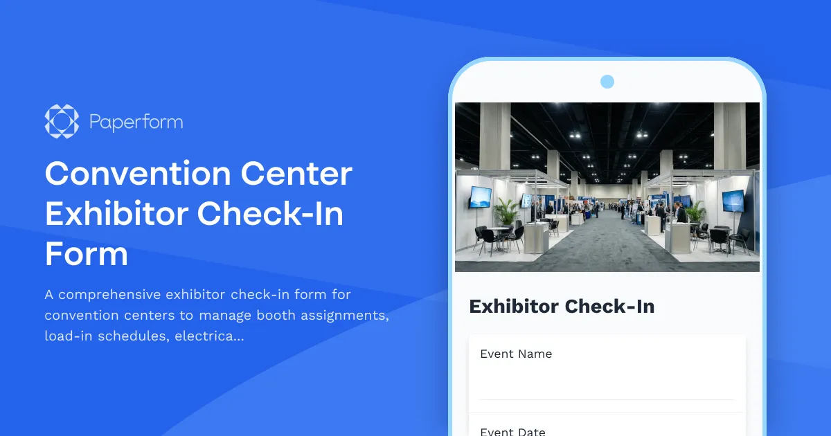 Convention Center Exhibitor Check-In Form
