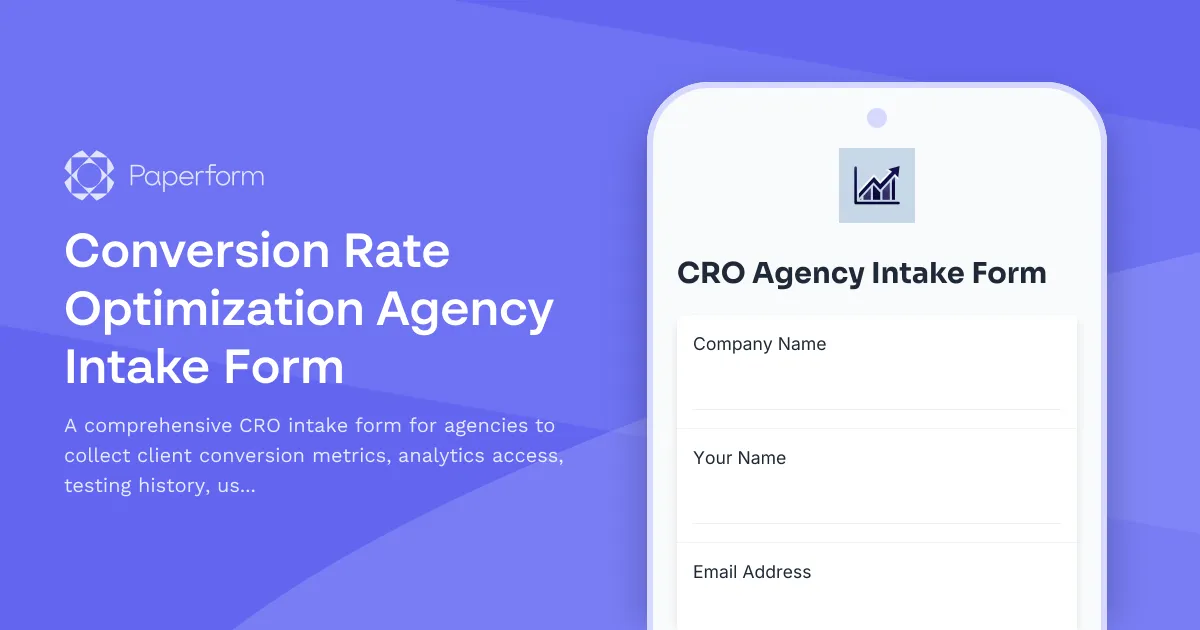 Conversion Rate Optimization Agency Intake Form