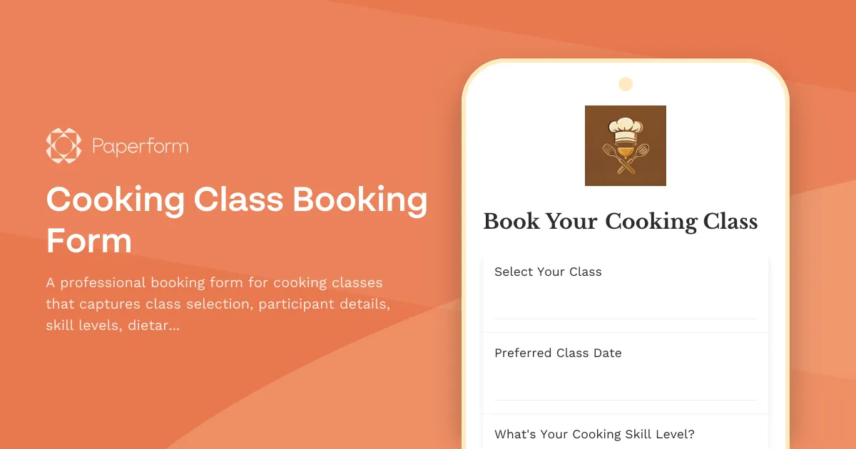 Cooking Class Booking Form
