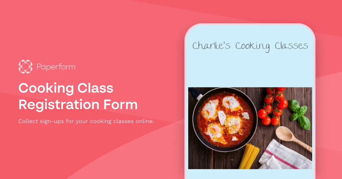 Cooking Class Registration Form