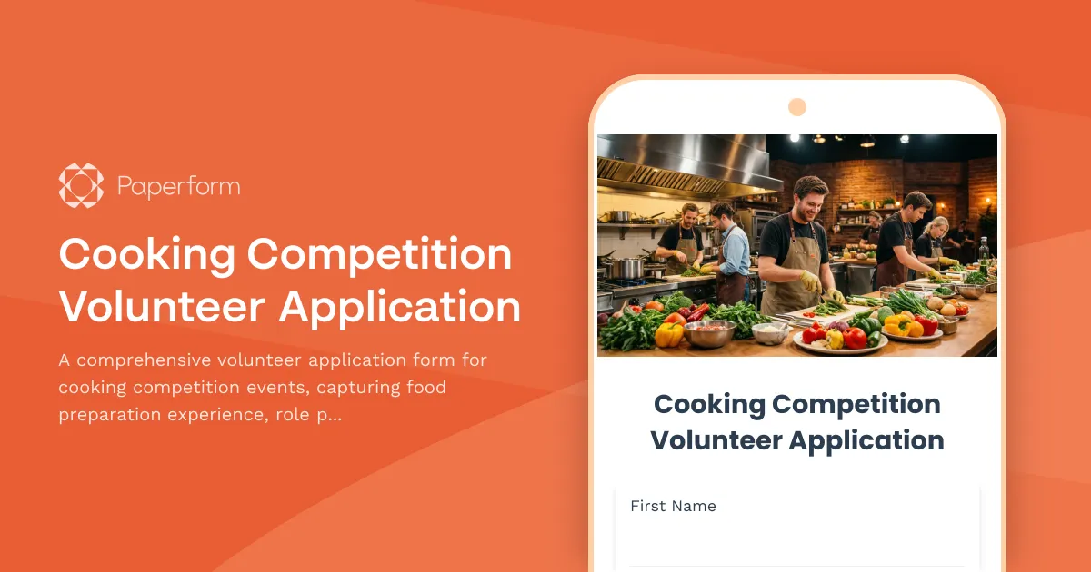 Cooking Competition Volunteer Application