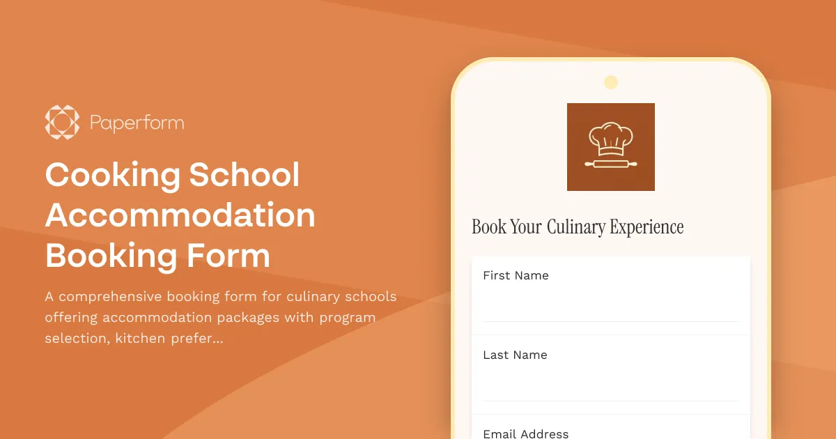 Cooking School Accommodation Booking Form