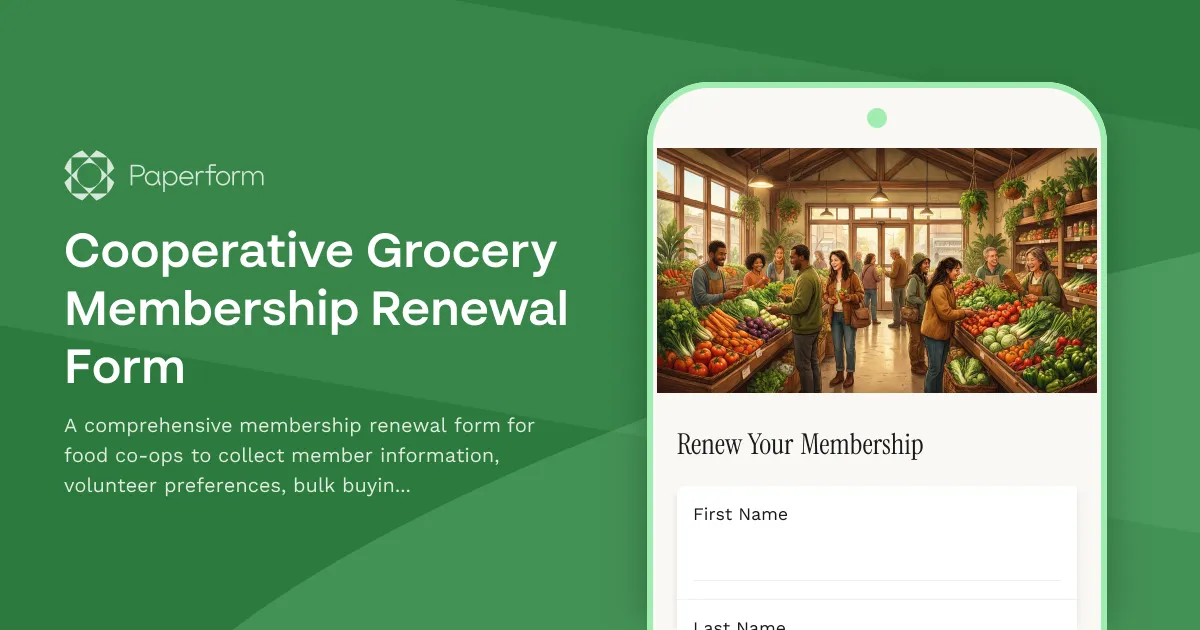 Cooperative Grocery Membership Renewal Form