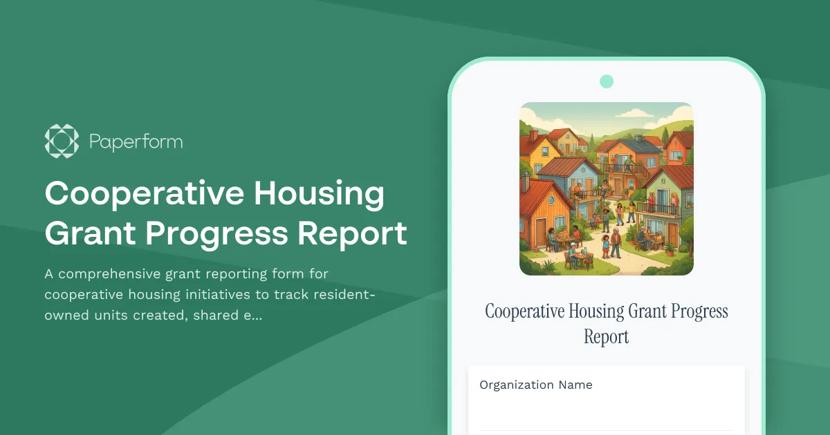 Cooperative Housing Grant Progress Report