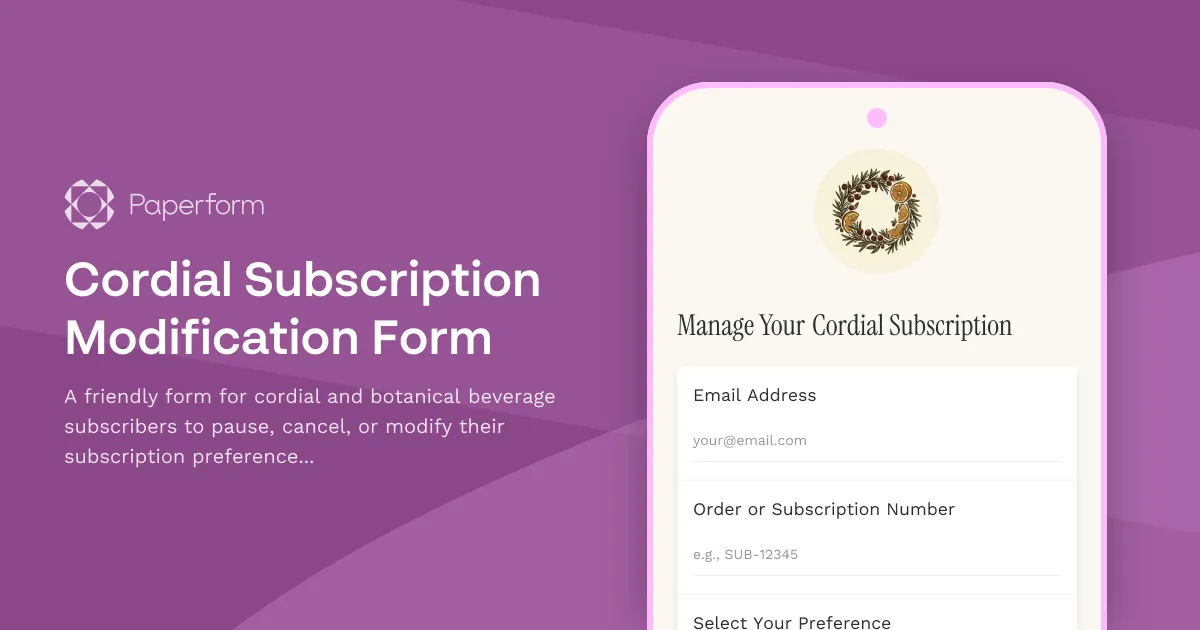 Cordial Subscription Modification Form