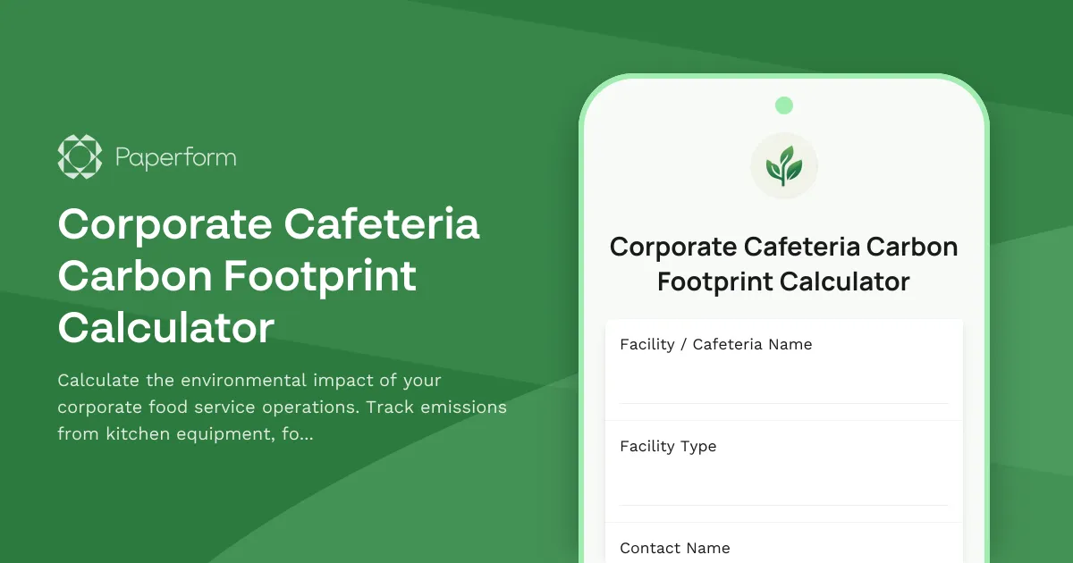 Corporate Cafeteria Carbon Footprint Calculator
