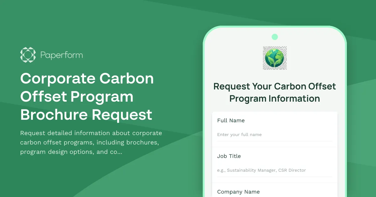 Corporate Carbon Offset Program Brochure Request