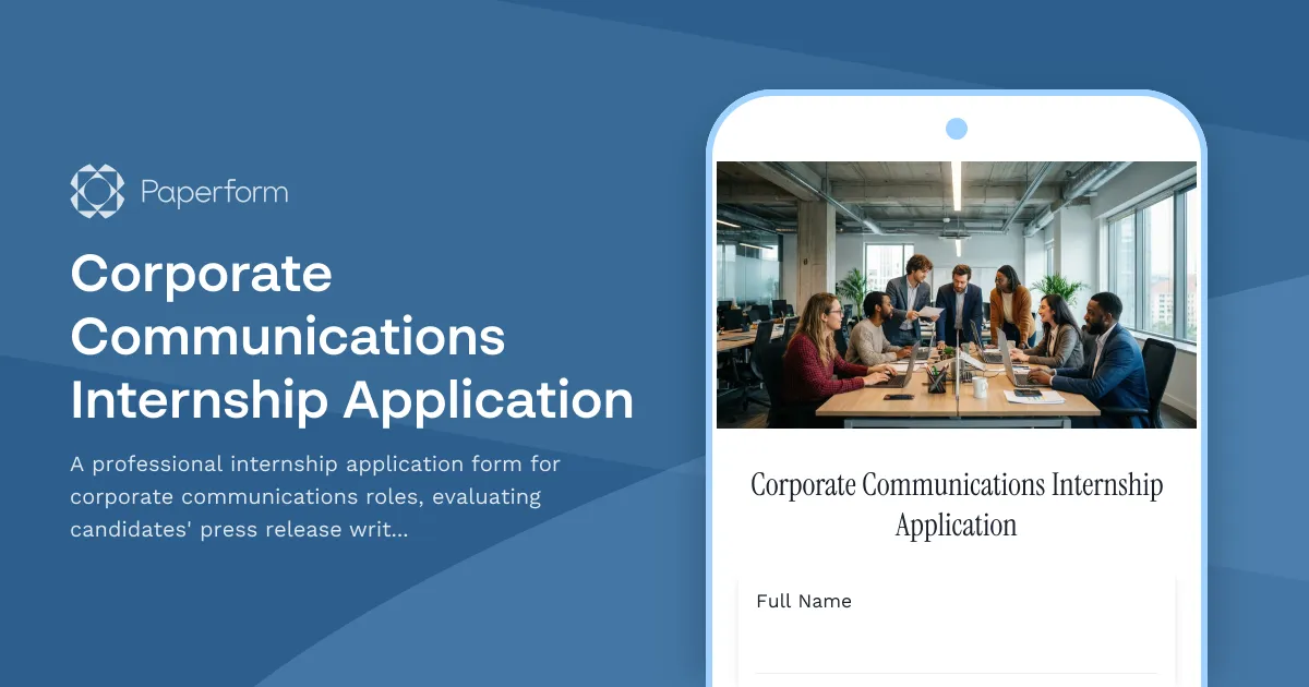 Corporate Communications Internship Application