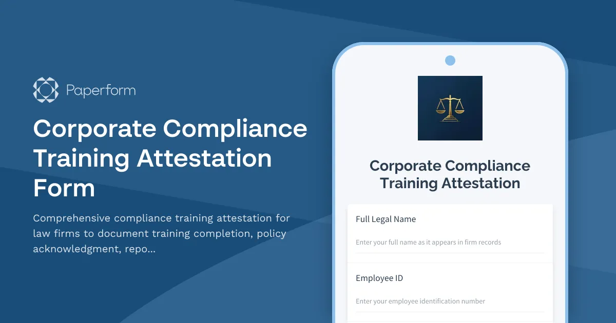 Corporate Compliance Training Attestation Form