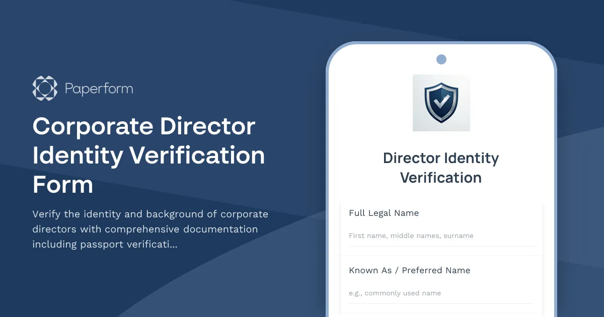 Corporate Director Identity Verification Form