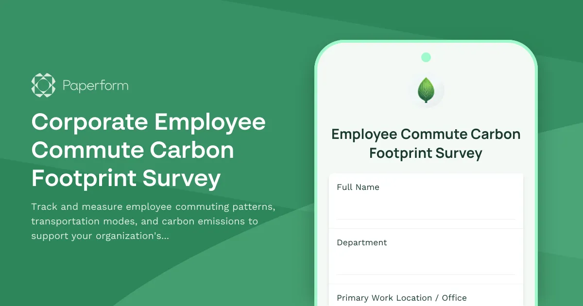 Corporate Employee Commute Carbon Footprint Survey