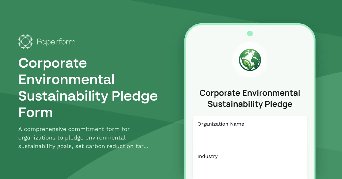 Corporate Environmental Sustainability Pledge Form