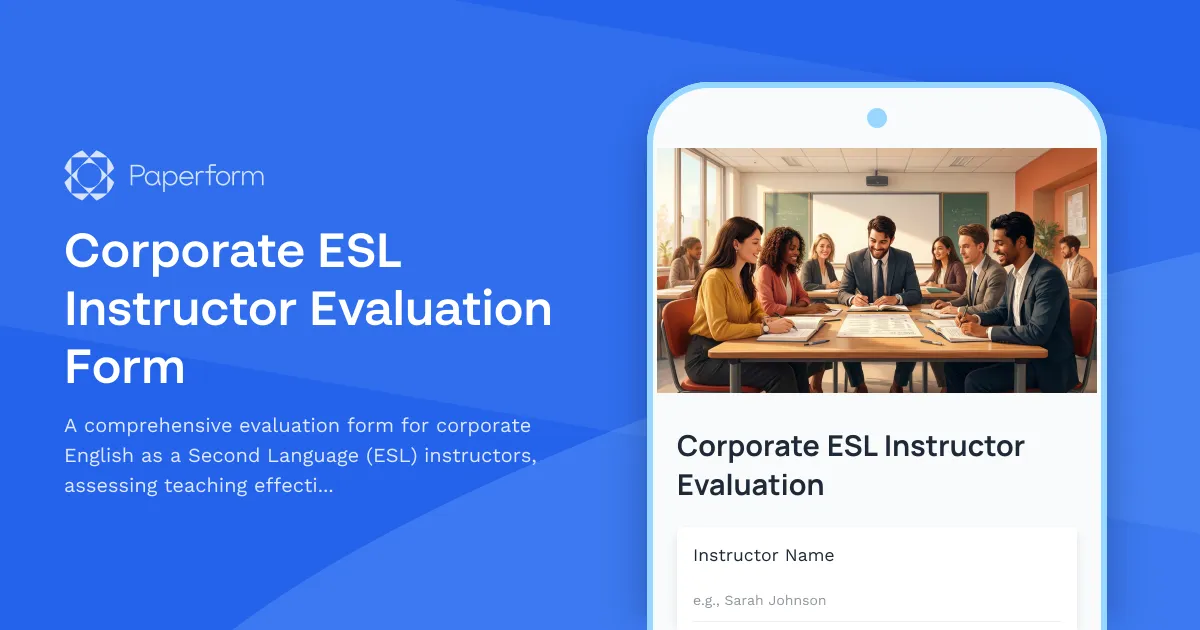 Corporate ESL Instructor Evaluation Form