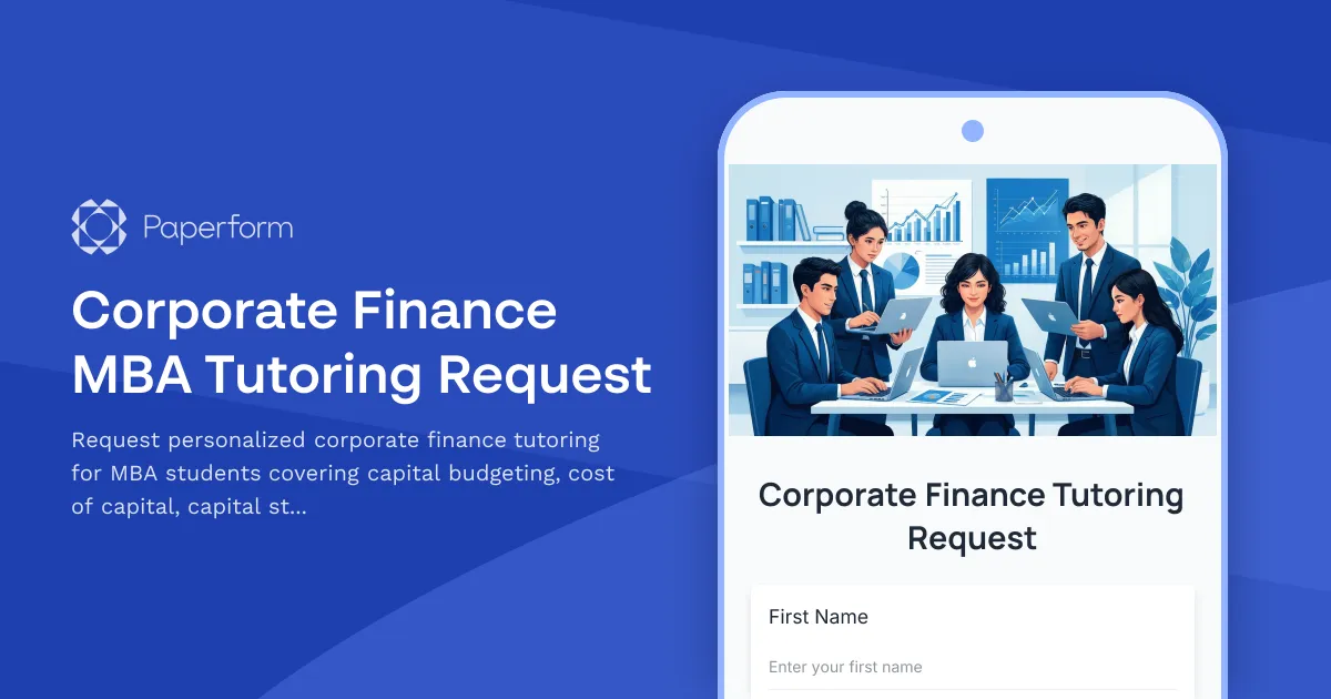 Corporate Finance MBA Tutoring Request