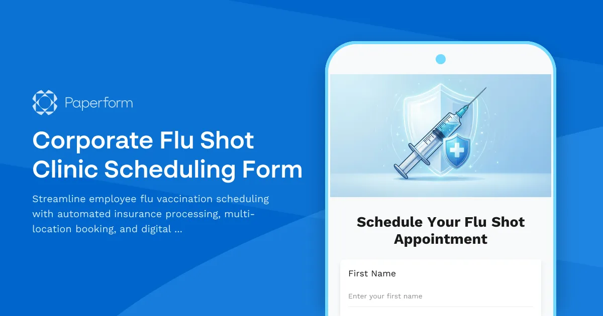 Corporate Flu Shot Clinic Scheduling Form
