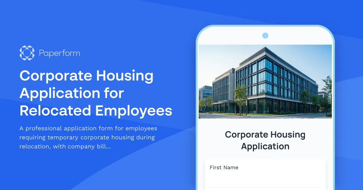 Corporate Housing Application for Relocated Employees