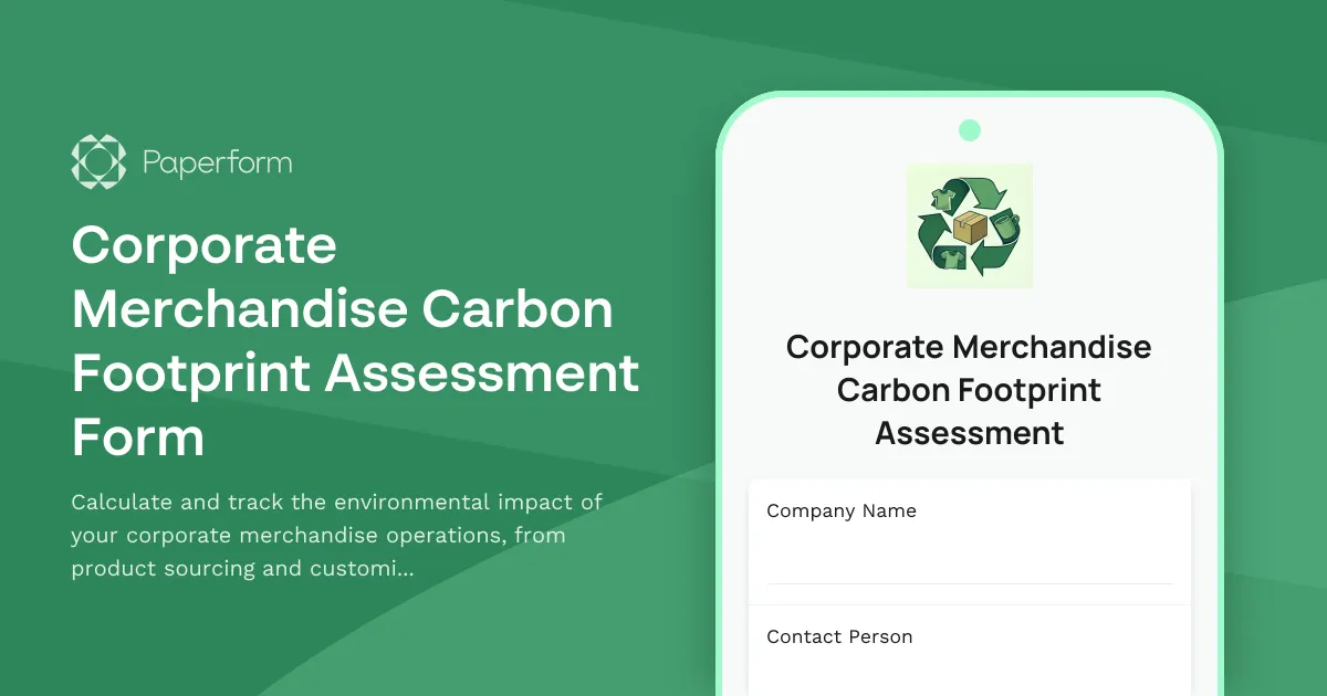 Corporate Merchandise Carbon Footprint Assessment Form