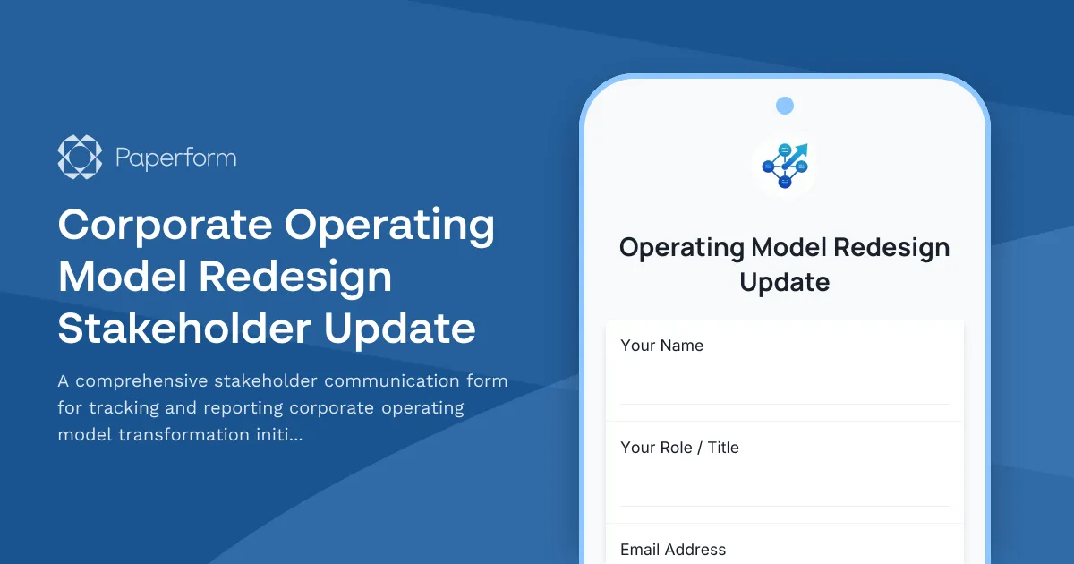 Corporate Operating Model Redesign Stakeholder Update