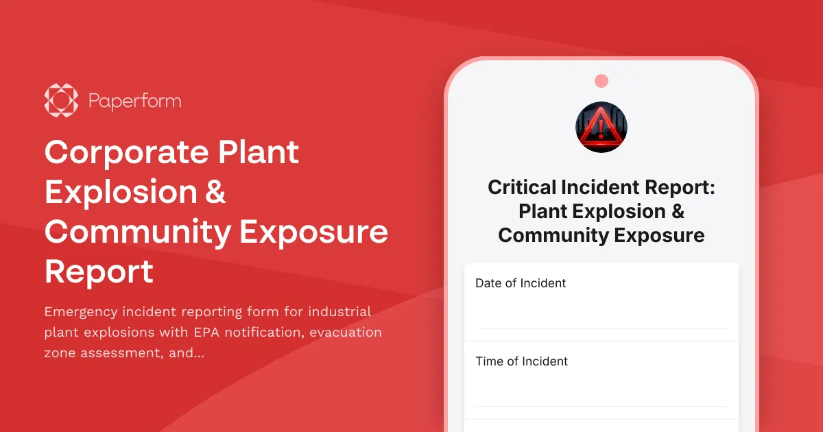 Corporate Plant Explosion & Community Exposure Report