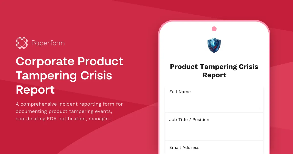Corporate Product Tampering Crisis Report