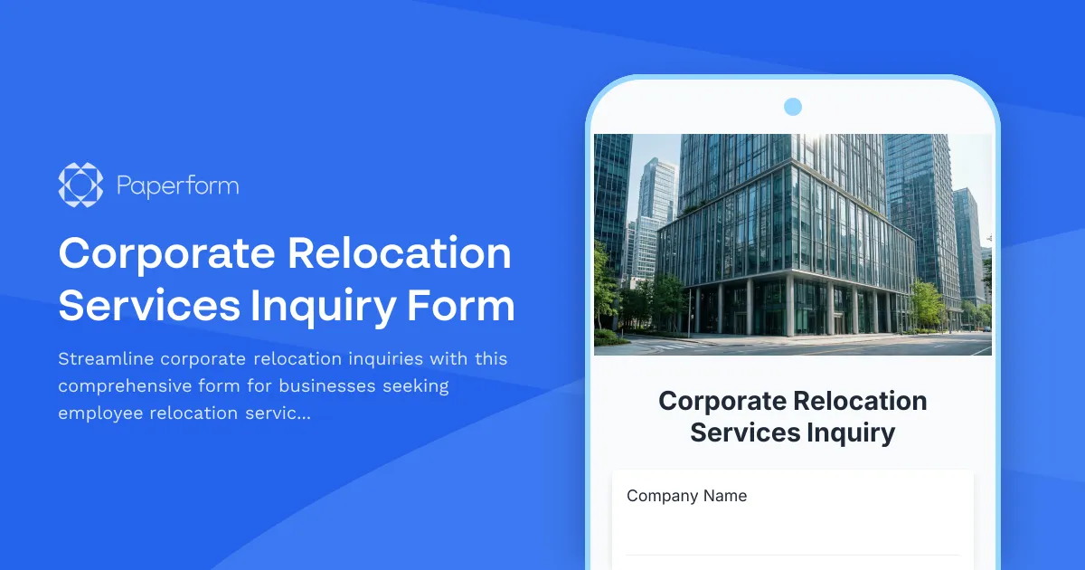 Corporate Relocation Services Inquiry Form