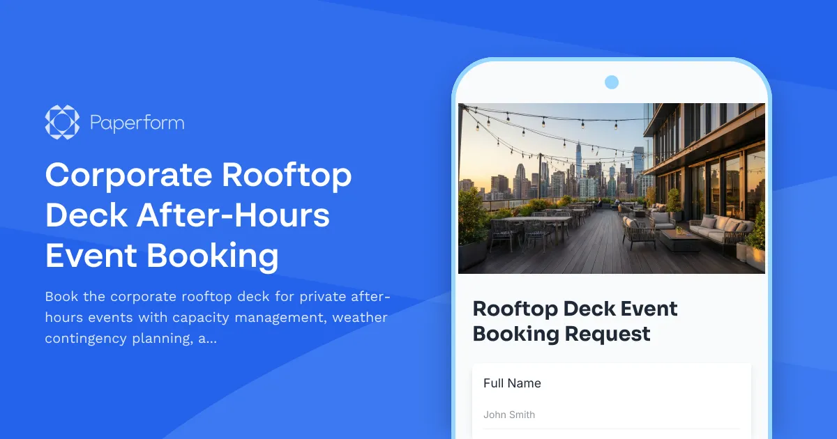 Corporate Rooftop Deck After-Hours Event Booking