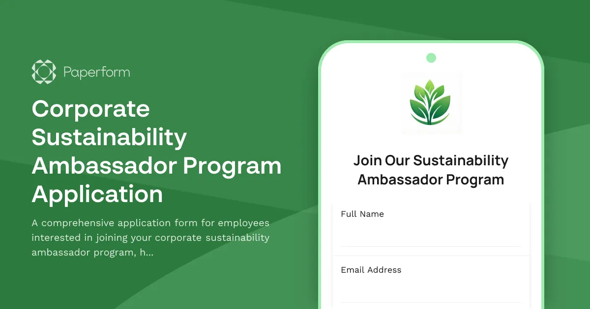 Corporate Sustainability Ambassador Program Application