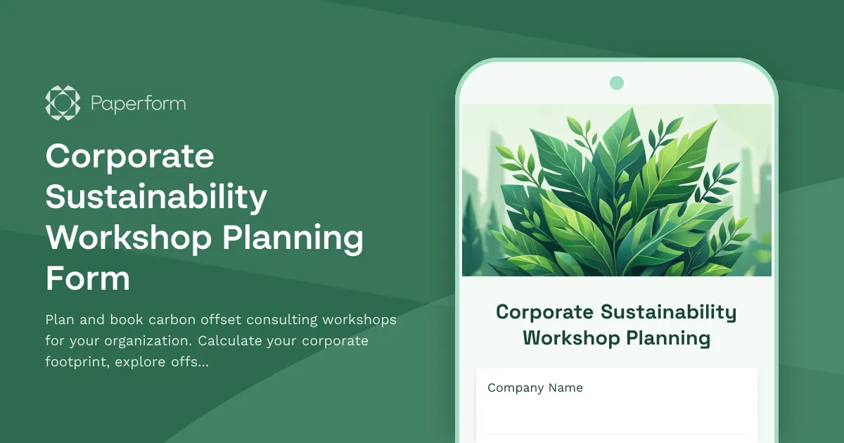Corporate Sustainability Workshop Planning Form