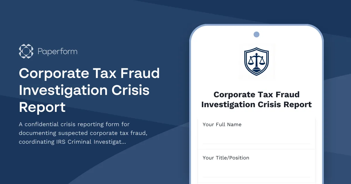 Corporate Tax Fraud Investigation Crisis Report