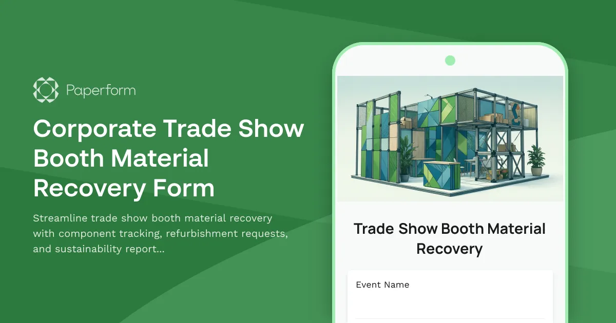 Corporate Trade Show Booth Material Recovery Form