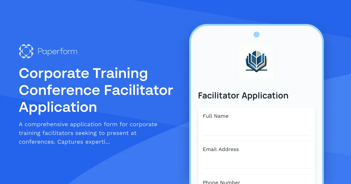 Corporate Training Conference Facilitator Application