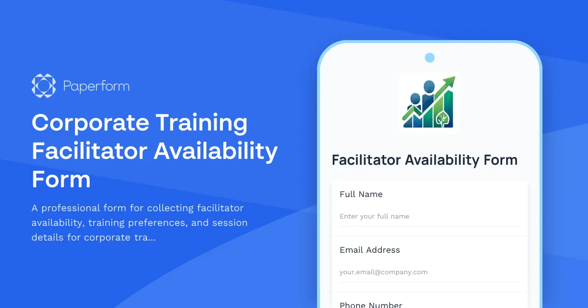 Corporate Training Facilitator Availability Form
