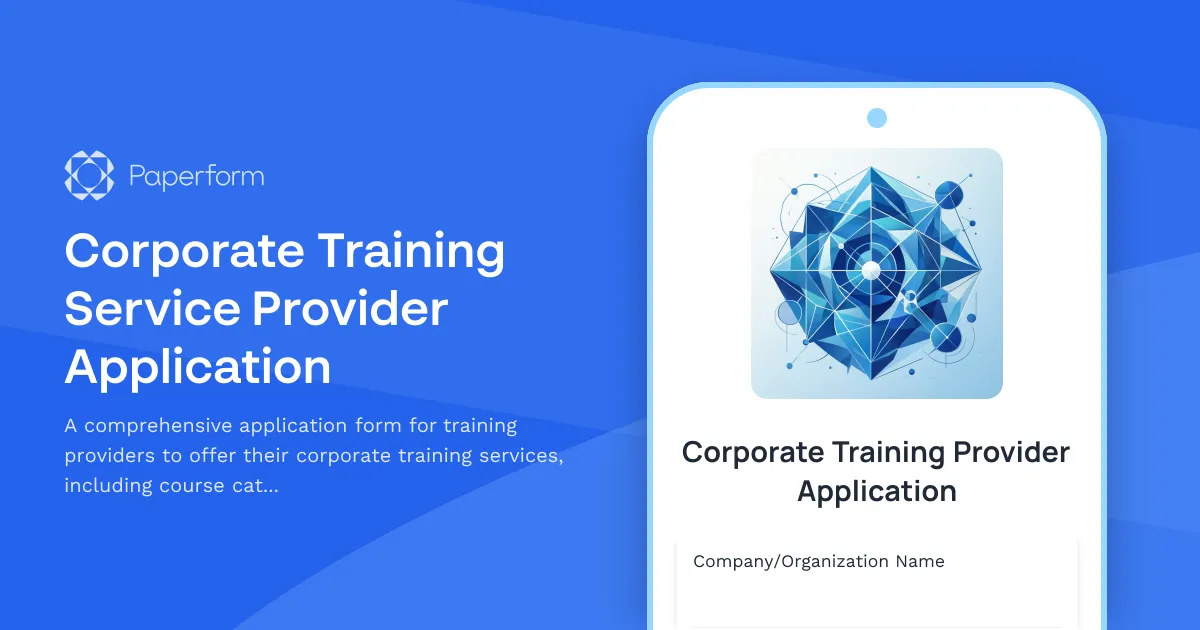 Corporate Training Service Provider Application
