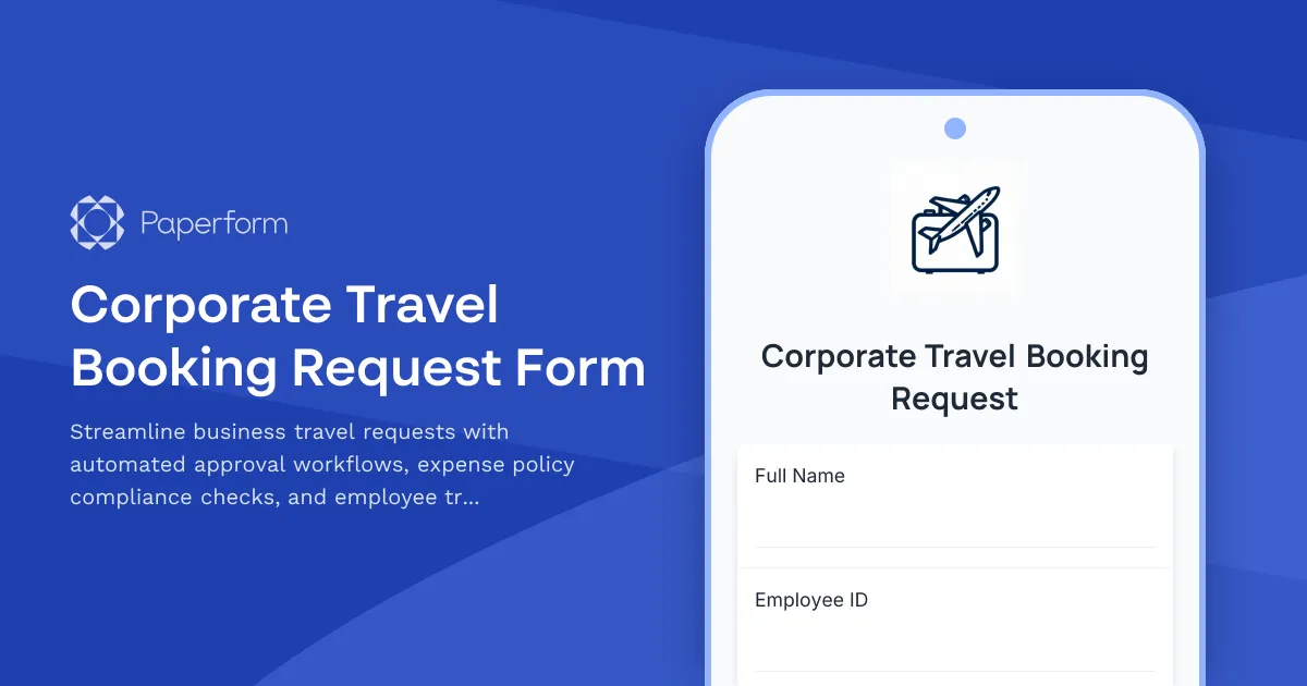 Corporate Travel Booking Request Form