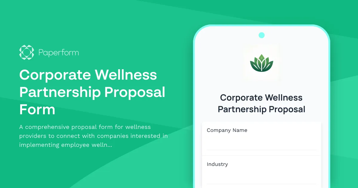 Corporate Wellness Partnership Proposal Form