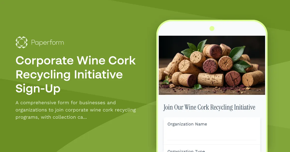 Corporate Wine Cork Recycling Initiative Sign-Up